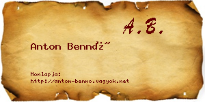 Anton Bennó névjegykártya